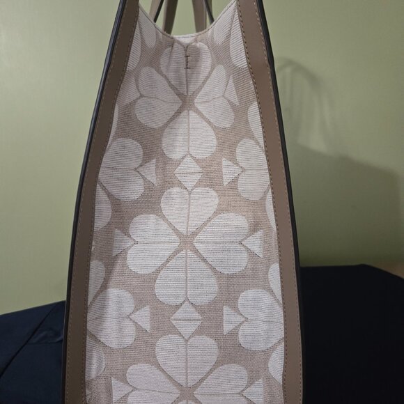 KATE SPADE Oversized Spade Flower Jacquard Stripe Manhattan Large Tote (New) - Picture 5 of 10